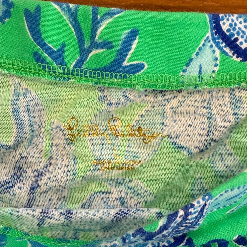 Lilly Pulitzer Vibrant Blue Floral Of The Shoulder Blouse Top Shirt Size Large - Picture 2 of 10